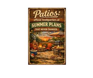 Patios, Quartier Général Officiel Des Projets D'Été Qui N'Ont Jamais Changé. Vintage Metal Tin Sign Vintage Plaque Métallique Humoristique Panneau Métallique Pour Pub Garage Cuisine 20X30Cm