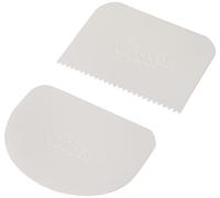 Patisse 01539, Set 2 cornes à pâtisserie, 1 corne racloir aux bords arrondis + 1 corne peigne, polypropylène, blanc, 12x9 cm