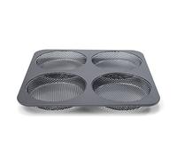patisse 02989 - Moule à buns, petits pains, brioches ou tartelettes - 4 cavités perforées - Profi - Acier Revêtu, gris anthracite 28 x 28 x 2.5 cm