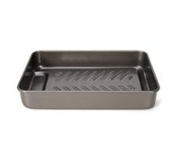 patisse 05670, Plat à Rôtir, Plat à Four rectangulaire très résistant, avec rigole anti-gras, Acier revêtu anti adhésif Carat, 37x26x6cm, Gris anthracite