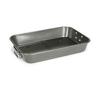 Patisse 05680 Plat à Rôtir poignées Amovibles + Grille Acier Noir 40 x 28 x 7 cm