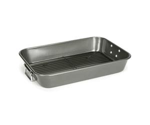 Patisse 05680 Plat à Rôtir poignées Amovibles + Grille Acier Noir 40 x 28 x 7 cm