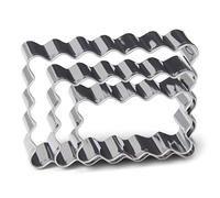 patisse 13706 - Assortiment de 3 découpoirs rectangulaires et dentelés à biscuits type gâteaux petit beurre - inox - 3 tailles : 4.5x2.5cm/5.5x3.5cm/6.5x4.5cm