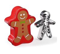 patisse 13725 - Boîte métal forme Gingerman contenant 4 découpoirs ou emporte pièces inox en forme de Gingerman - Mannele - 4 hauteurs différentes : 6cm/9cm/12cm/17cm