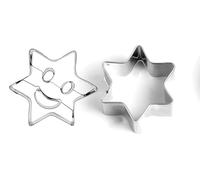 patisse, 13985, Lot de 2 Découpoirs Sourire & Étoile, 6 x 5,5 x 2,5 Cm, Inox, Argent