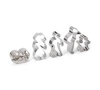patisse, 13992, Lot de 5 Découpoirs Bredele D'Alsace (Alsacienne/Alsacien/Cigogne/Mini bretzel/Mini-manele), 5,5 à 9 Cm, Inox, Argent