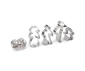 patisse, 13992, Lot de 5 Découpoirs Bredele D'Alsace (Alsacienne/Alsacien/Cigogne/Mini bretzel/Mini-manele), 5,5 à 9 Cm, Inox, Argent