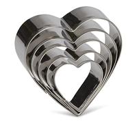 Découpoirs coeur - PATISSE - Lot de 5 - Inox 18/0 - 5 tailles - Réutilisables