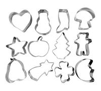 patisse 13905, Lot 12 emporte-pièces pour biscuits Noël, Découpoirs, Emporte-pièces assortis sur cercle pour la maison, 4 à 6 cm, Inox