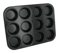 PATISSE Plaque a muffins antiadhésif en acier revetu - 12 cavités - 35x27 cm - Noir Noir G