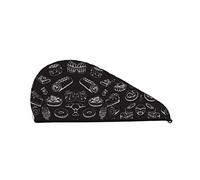Pâtisseries sur tableau noir imprimé serviette de cheveux, bonnet de cheveux secs super absorbant pour femmes bonnets de douche pour salle de gym bain douche