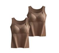 Patiyu Shop Built Bra, Winter Thickened Warm Tank Top with Shelf Bra, High-Stretch Sleeveless Thermal Underwear (C+C,M)