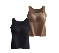 Patiyu Shop Built Bra, Winter Thickened Warm Tank Top with Shelf Bra, High-Stretch Sleeveless Thermal Underwear (C+D,TG)