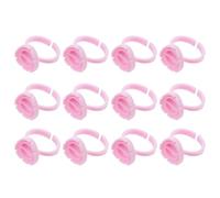 PATKAW 100pcs Porte-pigments en Plastique Rose pour Maquillage, Coupe à Anneau Facile à Nettoyer, Accessoires pour Extensions de Cils et Tatouage Esthétique