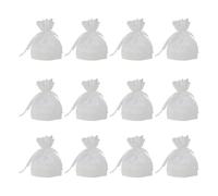 PATKAW 12pcs Paquet en Fil de Laine Blanc Cordon de Serrage, Pochettes de Rangement pour Bijoux Élégantes à Motif Dentelle, Pratiques pour Stockage de Fleurs Séchées