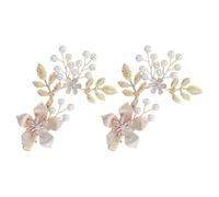PATKAW 2 Épingles à Cheveux Perles Dorées, Accessoires pour Cheveux en Or Fleur et Feuille, Alliage Résine, Lot de 2, Maintien Sûr, pour Mariées et Femmes, Mariage et Usage Quotidien