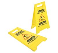 PATKAW 2 Pièces Panneau Avertissement de Sécurité Double Face Pliable Jaune en Pp, Design Forme A Haute Visibilité pour Hôtels et Écoles, Attention Sol Mouillé