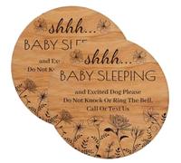 PATKAW 2 Pièces Panneau de Porte Dormant Plaque Suspendue en Bois pour Dormir Rond Compact Léger Facile à Nettoyer Signal D’Alerte Visible pour Crèches et Bureaux