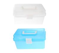 PATKAW 2pièces Boîte de Rangement Plastique Double pour Cosmétiques et Outils de Manucure Boîte de Stockage Petite Transparente Multifonction pour Maquillage et Papeterie