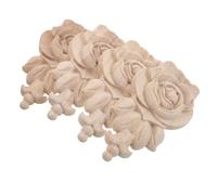 PATKAW 4 Pièces Appliqué Mural en Bois Sculpté, Rosace Fleur Style Européen, Beige, Décoration Maison, Installation Facile, pour DIY et Embellissement de Meubles