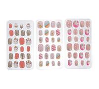 PATKAW 72 Pièces Faux Ongles pour Filles Garçon et Filles Style Cartoon Couverture Complète Abs Ne Laisse Pas de Traces Coloris Vifs pour Anniversaires et Fêtes Aléatoire