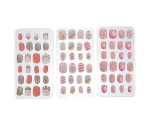 PATKAW 72 Pièces Faux Ongles pour Filles Garçon et Filles Style Cartoon Couverture Complète Abs Ne Laisse Pas de Traces Coloris Vifs pour Anniversaires et Fêtes Aléatoire