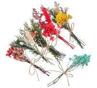 PATKAW Assortiment de 6 Mini Bouquets de Fleurs Séchées Naturelles, Multicolores, pour Décoration de Mariage, Fête et Intérieur, Accessoires DIY