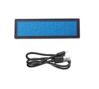 PATKAW Badge Support Multilingue Intégré Écran Défilant Bleu avec Rechargeable LED en Pvc, Câble USB Inclus Couleur Aléatoire pour Salon Professionnel et Exposition
