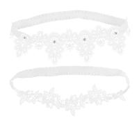 PATKAW Bande de Jambe en Dentelle Blanche pour Mariée, 2 Pièces, Élastique Confortable Élasticité, Accessoire Mariage Délicat et Classique