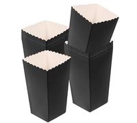 PATKAW Boîtes à Popcorn Montage Facile Lot de 48 en Papier Noir, Grosse Capacité pour Présentation de Nourriture et Fêtes