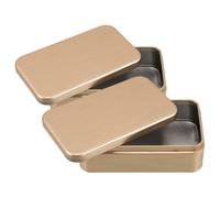 PATKAW Boîtes de rangement en fer-blanc 2pcs - Mini boîte à thé en métal portable pour petits objets et artisanat - Boîte métallique carrée pour bijoux et articles divers - Usage