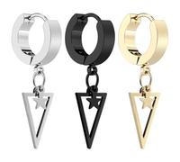 PATKAW Boucles D'oreilles Pendentif Triangle en Acier Inoxydable 3pcs Étoiles Hip-hop Décoratif pour Soirée Masquée ou Voyage