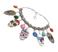 PATKAW Bracelet Gothique Crâne Style Punk en Alliage Agate, Décoration pour Performances Hip-hop et Tenues Punk, Accessoire pour Femmes
