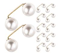 PATKAW Broches pour Femmes en Alliage Perles Imitation Blanc, Réglables sans Couture, Lot de 12 Pièces pour Ajuster la Longueur des Jeans et Vêtements