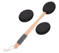 PATKAW Brosse de Bain à Long Manche en EVA Noir avec Manche en Bois Applicateur de Crème Dos Tête Triple Remplaçable Brosse Exfoliante Douce Soins Corporels
