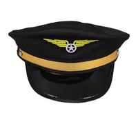 PATKAW Chapeau de Pilote pour Adulte Noir Ajustable en Tissu et Plastique, Design Élégant, pour Halloween, Cosplay et Bals Masqués