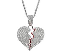 PATKAW Collier Couple avec Pendentif Cœur Brisé en Alliage Argenté, Chaîne Robuste Résistante la Rouille, Bijou Élégant pour Mariage ou Saint-valentin