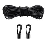 PATKAW Cordon Élastique avec Crochets pour Kayak, Corde Multipurpose en Nylon Noir, Tendeur Élastique Robuste pour Camping et Activités en Plein Air