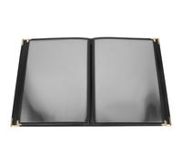 PATKAW Couverture de Menu Transparente en Pvc Noir, Protège-documents 4 Pages et 8 Vues, pour Restaurants et Hôtels, Affichage Clair et Protection