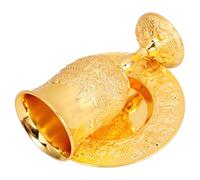 PATKAW Ensemble de Coupes de Kiddouch en Métal Doré Soucoupe, Accessoires pour Cérémonies Religieuses et Présent pour Bat Mitzvah