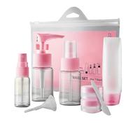 PATKAW Flacons de Voyage Rechargeables en Plastique Rose Ensemble de 9 Facile à Transporter, Lotion en Déplacement