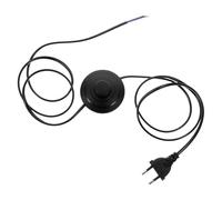PATKAW Lampes Cordon d'alimentation avec Interrupteur à Pédale Cordon d'alimentation Noir avec Connecteur Rond 1,8 M Compatible pour Lampes de Bureau de Chambre Contrôle Facile