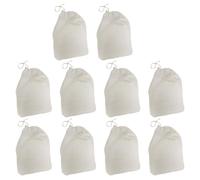 PATKAW Lot de 10 Sachets Filtre à Thé en Coton Blanc Réutilisables Cordon, 6x8 Cm, Filtration Forte pour Épices et Lait, Cuisine et Infusion