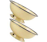 PATKAW Lot de 2 Bols Rétro en Émail Jaune 680ml, Bol Mélangeur Chinois pour Repas Chauds ou Froids, Compatible Micro-ondes, pour Restaurant ou Fête de Style Chinois
