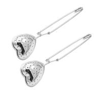 PATKAW Lot de 2 Filtres à Thé en Acier Inoxydable Infuseurs à Thé avec Poignée Forme Cœur Réutilisable Argentée Compatible Accessoires Cuisine pour Maison et Tea Party