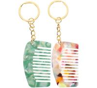 PATKAW Lot de 2 Mini Peignes Démêlants à Dents Larges en Acétate Porte-Clés Pratique Taille Compacte 53 X 31 CM Couleurs Variées et Bleu Sarcelle Peignes Portables pour Cheveux