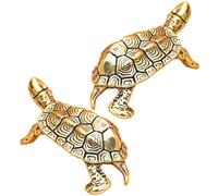 PATKAW Lot de 2 Statues de Tortues en Laiton Rétro, Décoration Unique pour Bureau et Maison, Modèle Créatif et Vintage de Tortue Dorée