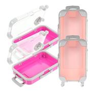 PATKAW Lot de 4 Mini Trousses de Maquillage Rigides Format Valise Étanches et Antichocs Organisateurs de Cils Transparents en Plastique Robuste pour Rangement et Voyage Petites Boîtes