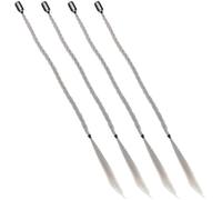 PATKAW Lot de 4 Perruques Tressées Style Boxe en Queue de Cheval, Extensions Synthétiques Gris Blanc Cassé, Dreadlocks Longues, Clips Faciles, pour Sport, Fêtes et Cosplay, Accessoires