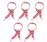 PATKAW Lot de 5 Écharpes Décoratives Tricotées Rayées Rouges et Blanches en Laine, Confortables et Chaudes pour Décoration de Noël et Protection Hivernale